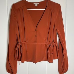 TopShop Orange Button up Blouse